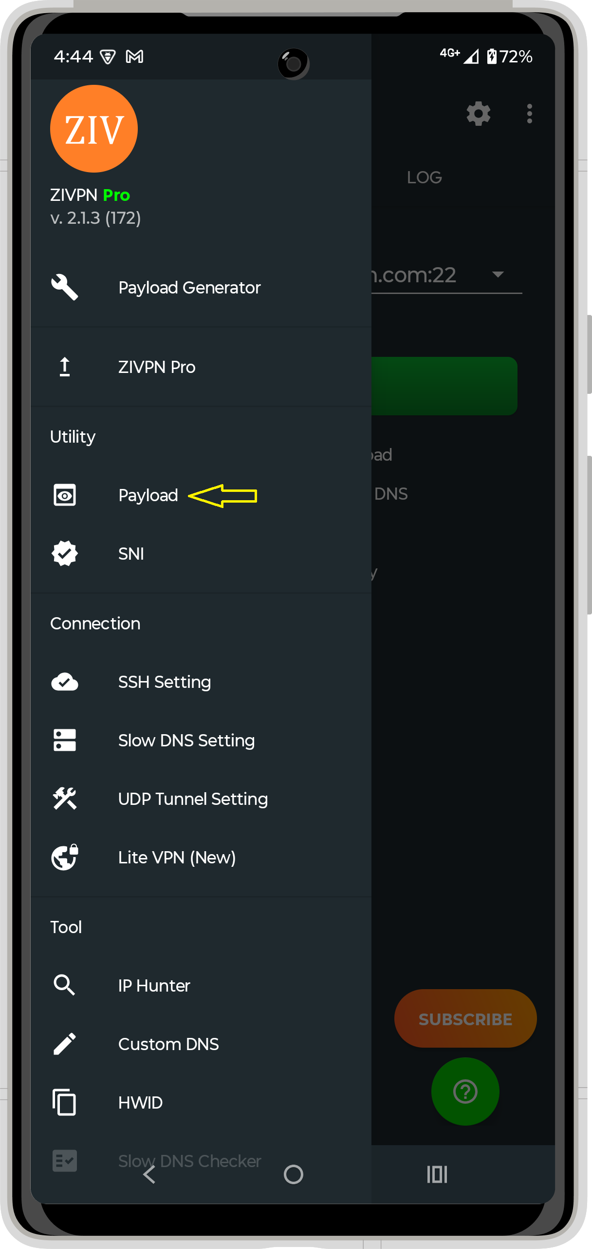 SSH Proxy + Payload Setup Step 1